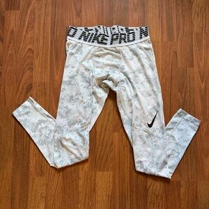 Nike Pro White & Gray Camo Compression Leggings